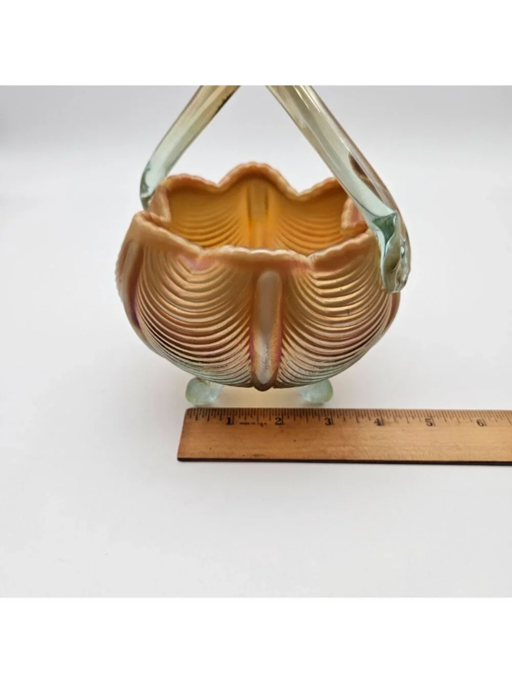 Fenton Aqua Marigold Carnival Glass Drapery 9